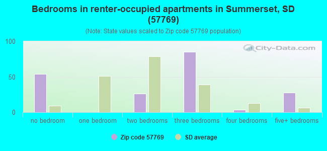 Bedrooms in renter-occupied apartments in Summerset, SD (57769) 