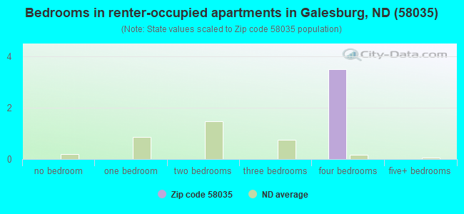Bedrooms in renter-occupied apartments in Galesburg, ND (58035) 