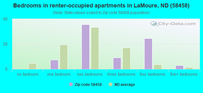 Bedrooms in renter-occupied apartments in LaMoure, ND (58458) 
