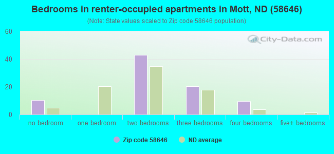 Bedrooms in renter-occupied apartments in Mott, ND (58646) 