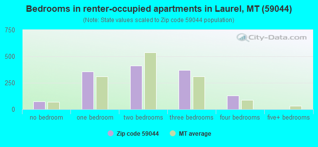 Bedrooms in renter-occupied apartments in Laurel, MT (59044) 