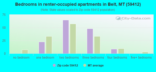 Bedrooms in renter-occupied apartments in Belt, MT (59412) 