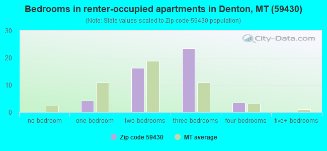 Bedrooms in renter-occupied apartments in Denton, MT (59430) 
