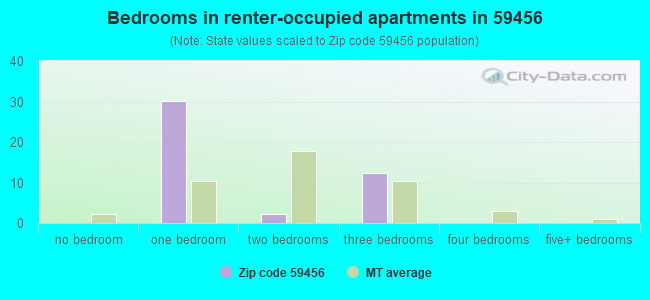 Bedrooms in renter-occupied apartments in 59456 