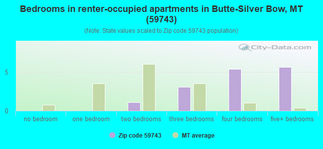 Bedrooms in renter-occupied apartments in Butte-Silver Bow, MT (59743) 