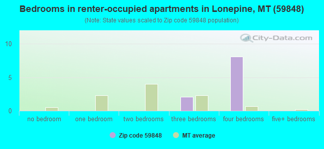 Bedrooms in renter-occupied apartments in Lonepine, MT (59848) 
