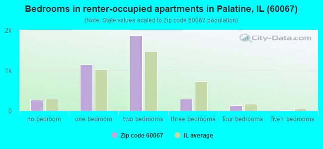 Bedrooms in renter-occupied apartments in Palatine, IL (60067) 