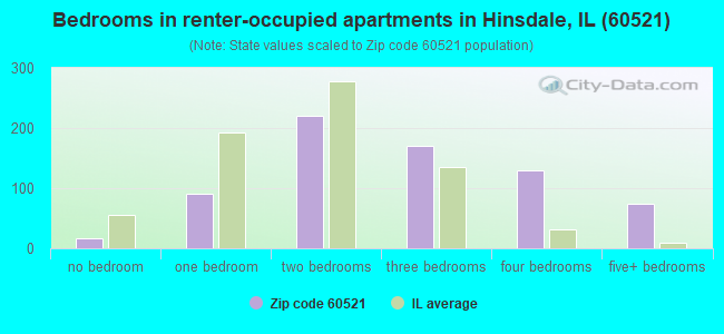Bedrooms in renter-occupied apartments in Hinsdale, IL (60521) 