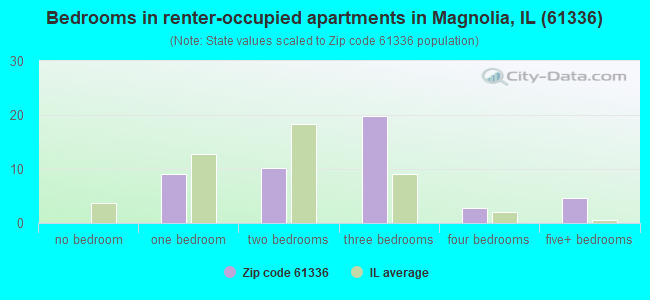 Bedrooms in renter-occupied apartments in Magnolia, IL (61336) 