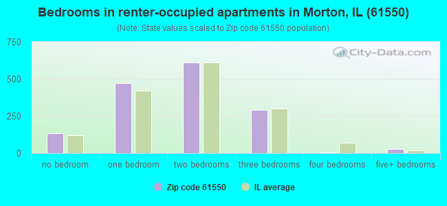 Bedrooms in renter-occupied apartments in Morton, IL (61550) 