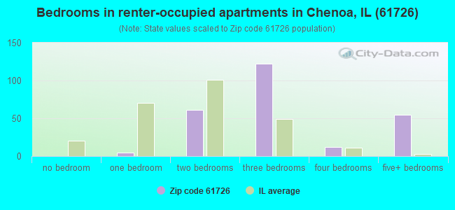 Bedrooms in renter-occupied apartments in Chenoa, IL (61726) 