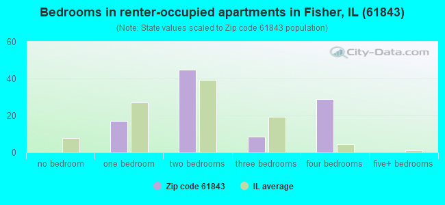 Bedrooms in renter-occupied apartments in Fisher, IL (61843) 