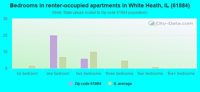 Bedrooms in renter-occupied apartments in White Heath, IL (61884) 