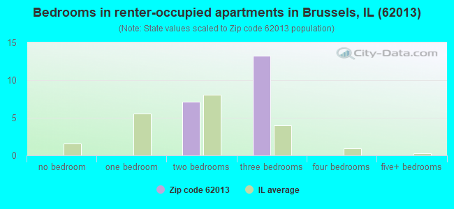 Bedrooms in renter-occupied apartments in Brussels, IL (62013) 
