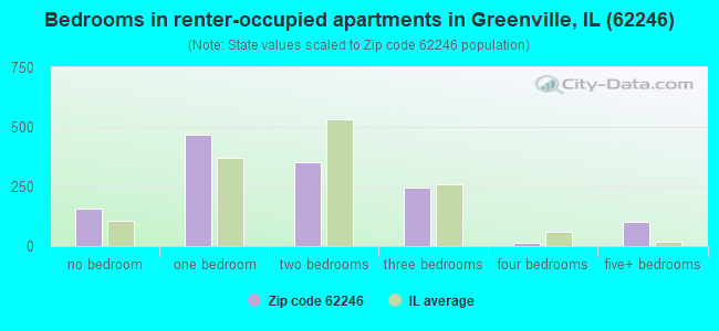 Bedrooms in renter-occupied apartments in Greenville, IL (62246) 