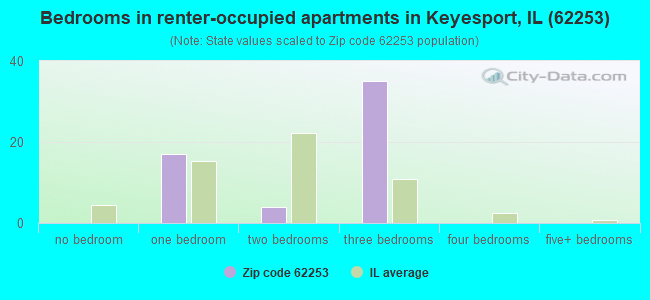 Bedrooms in renter-occupied apartments in Keyesport, IL (62253) 