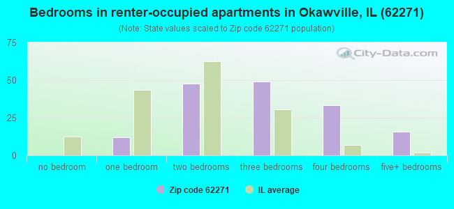 Bedrooms in renter-occupied apartments in Okawville, IL (62271) 