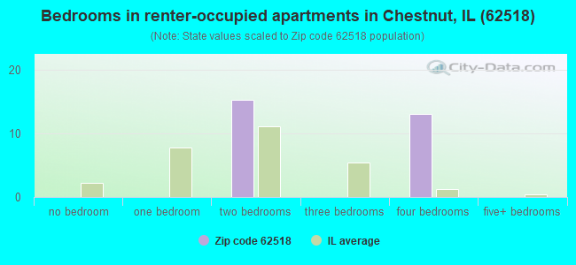 Bedrooms in renter-occupied apartments in Chestnut, IL (62518) 