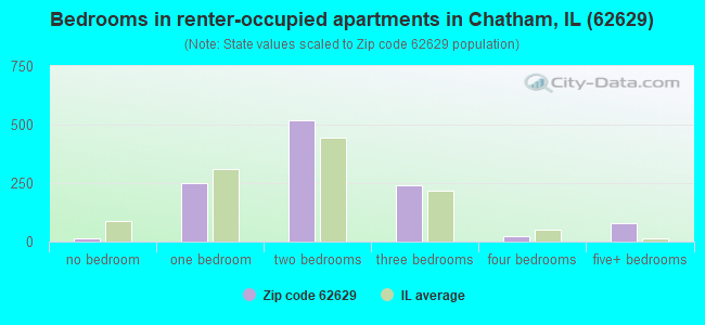 Bedrooms in renter-occupied apartments in Chatham, IL (62629) 