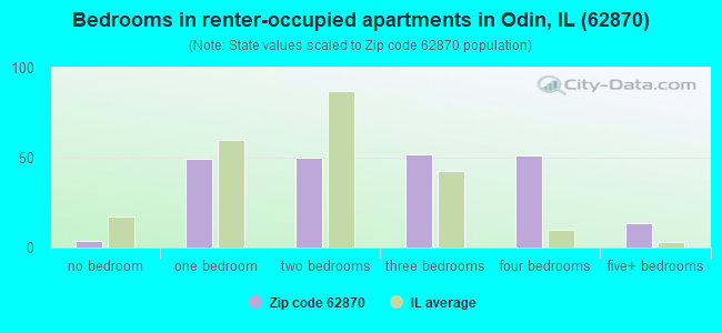 Bedrooms in renter-occupied apartments in Odin, IL (62870) 