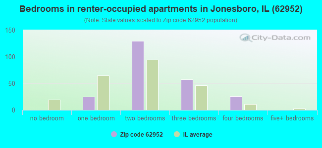 Bedrooms in renter-occupied apartments in Jonesboro, IL (62952) 