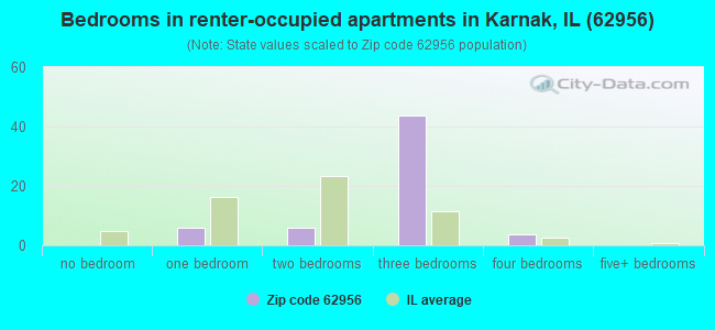 Bedrooms in renter-occupied apartments in Karnak, IL (62956) 
