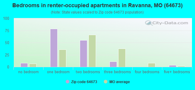 Bedrooms in renter-occupied apartments in Ravanna, MO (64673) 