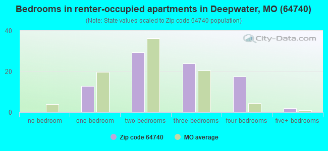 Bedrooms in renter-occupied apartments in Deepwater, MO (64740) 