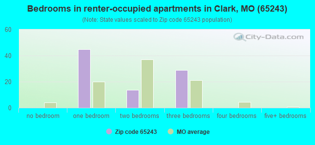 Bedrooms in renter-occupied apartments in Clark, MO (65243) 