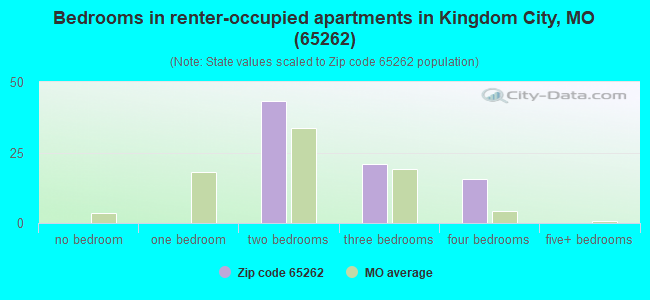 Bedrooms in renter-occupied apartments in Kingdom City, MO (65262) 