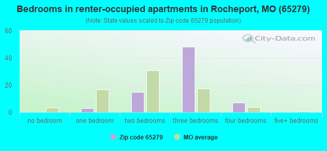 Bedrooms in renter-occupied apartments in Rocheport, MO (65279) 