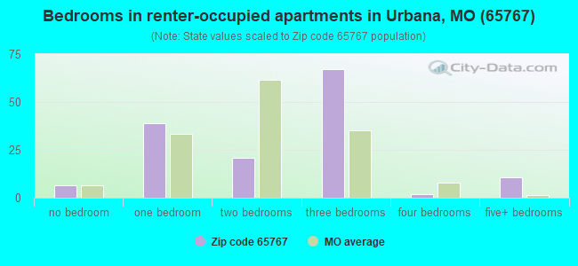 Bedrooms in renter-occupied apartments in Urbana, MO (65767) 