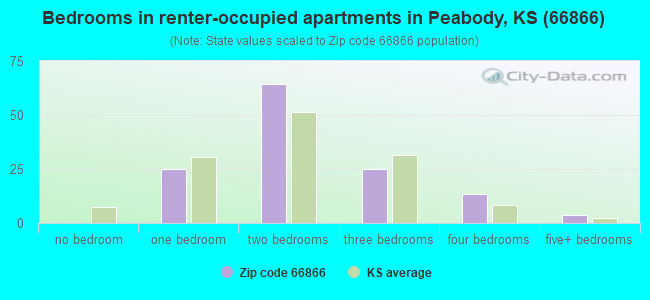 Bedrooms in renter-occupied apartments in Peabody, KS (66866) 