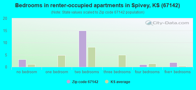 Bedrooms in renter-occupied apartments in Spivey, KS (67142) 