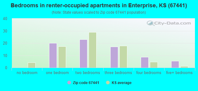 Bedrooms in renter-occupied apartments in Enterprise, KS (67441) 