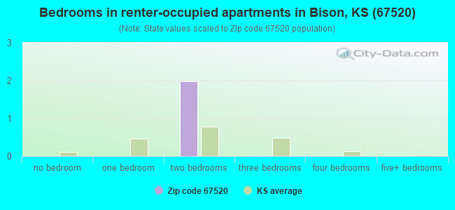 Bedrooms in renter-occupied apartments in Bison, KS (67520) 