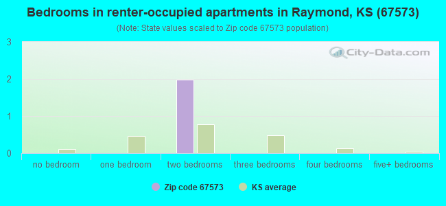 Bedrooms in renter-occupied apartments in Raymond, KS (67573) 