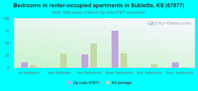 Bedrooms in renter-occupied apartments in Sublette, KS (67877) 
