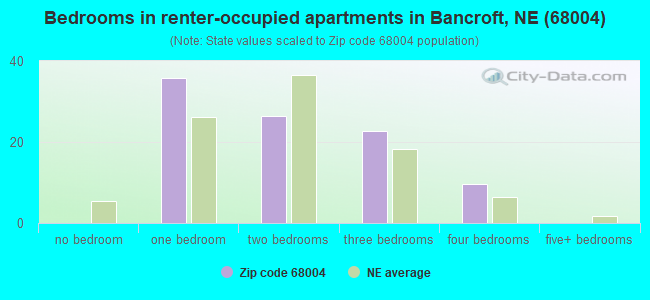 Bedrooms in renter-occupied apartments in Bancroft, NE (68004) 