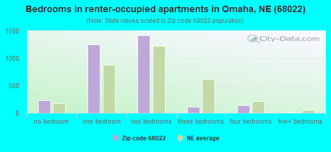 Bedrooms in renter-occupied apartments in Omaha, NE (68022) 