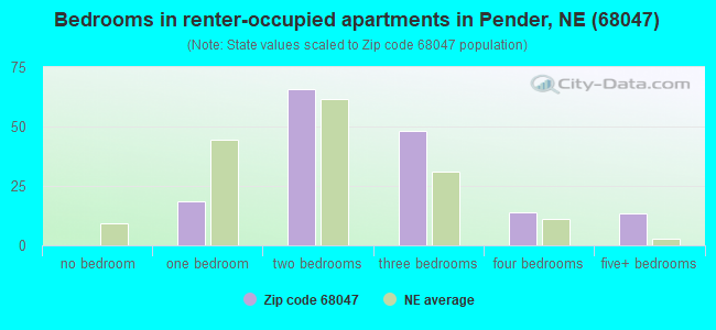 Bedrooms in renter-occupied apartments in Pender, NE (68047) 