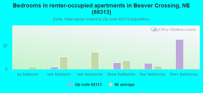 Bedrooms in renter-occupied apartments in Beaver Crossing, NE (68313) 