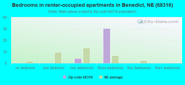 Bedrooms in renter-occupied apartments in Benedict, NE (68316) 