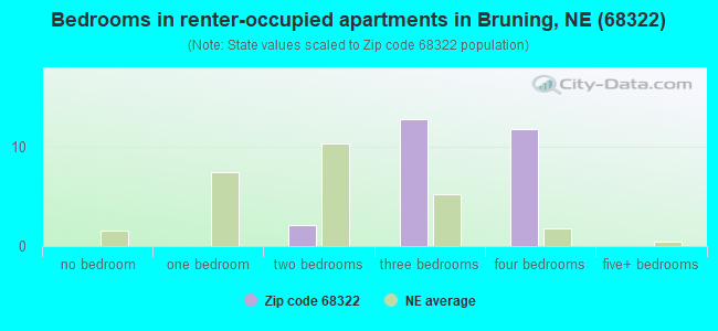 Bedrooms in renter-occupied apartments in Bruning, NE (68322) 