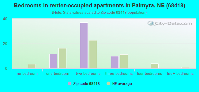 Bedrooms in renter-occupied apartments in Palmyra, NE (68418) 