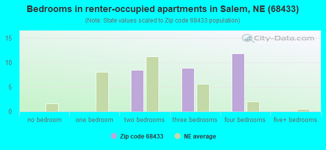 Bedrooms in renter-occupied apartments in Salem, NE (68433) 