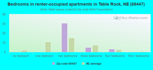 Bedrooms in renter-occupied apartments in Table Rock, NE (68447) 