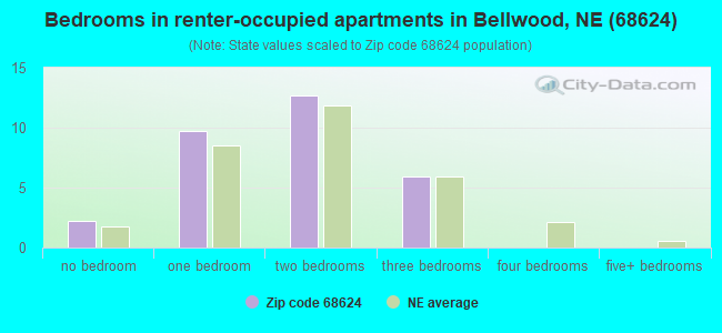 Bedrooms in renter-occupied apartments in Bellwood, NE (68624) 
