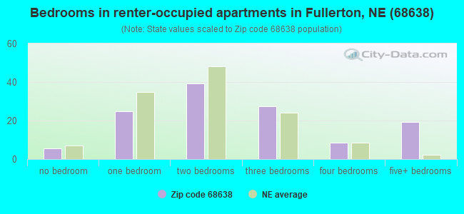 Bedrooms in renter-occupied apartments in Fullerton, NE (68638) 