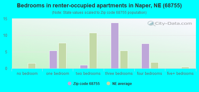 Bedrooms in renter-occupied apartments in Naper, NE (68755) 